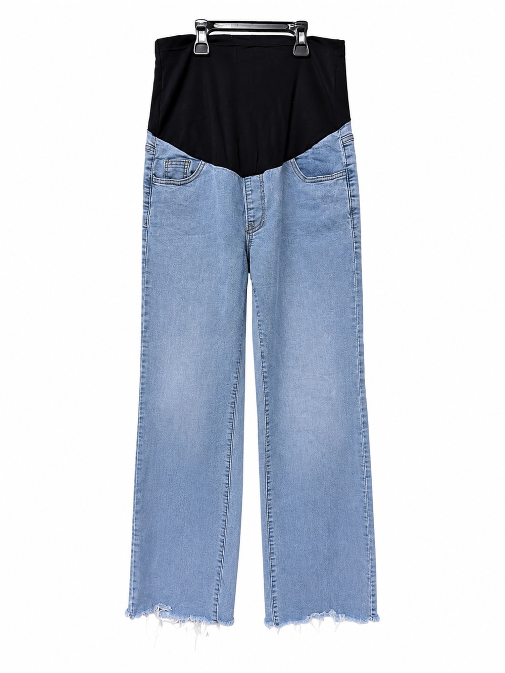 Maternity Light Blue Denim Jeans with Black Over the Belly Waistband - Size S